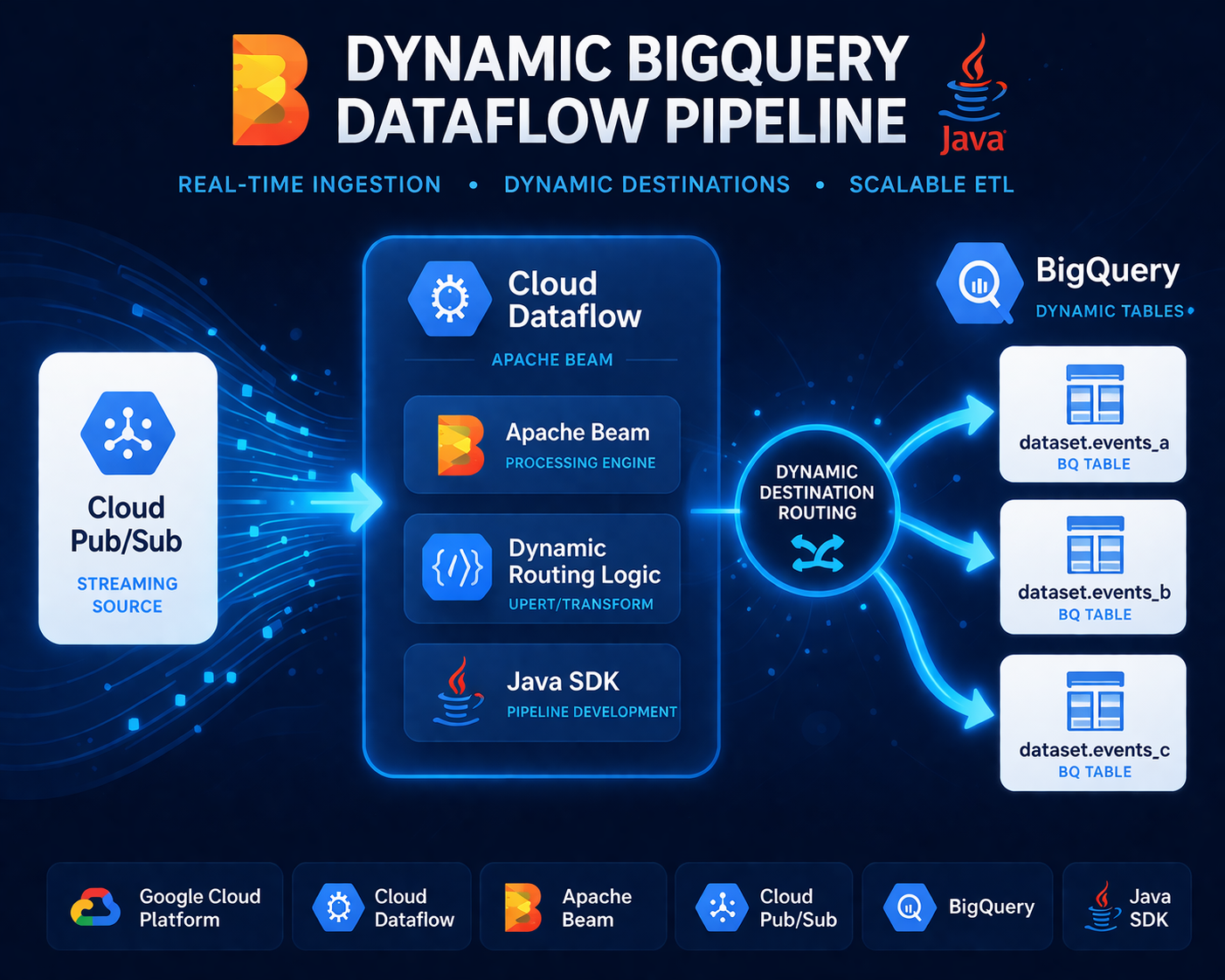 Dynamic Schema-Agnostic Dataflow Pipeline for BigQuery